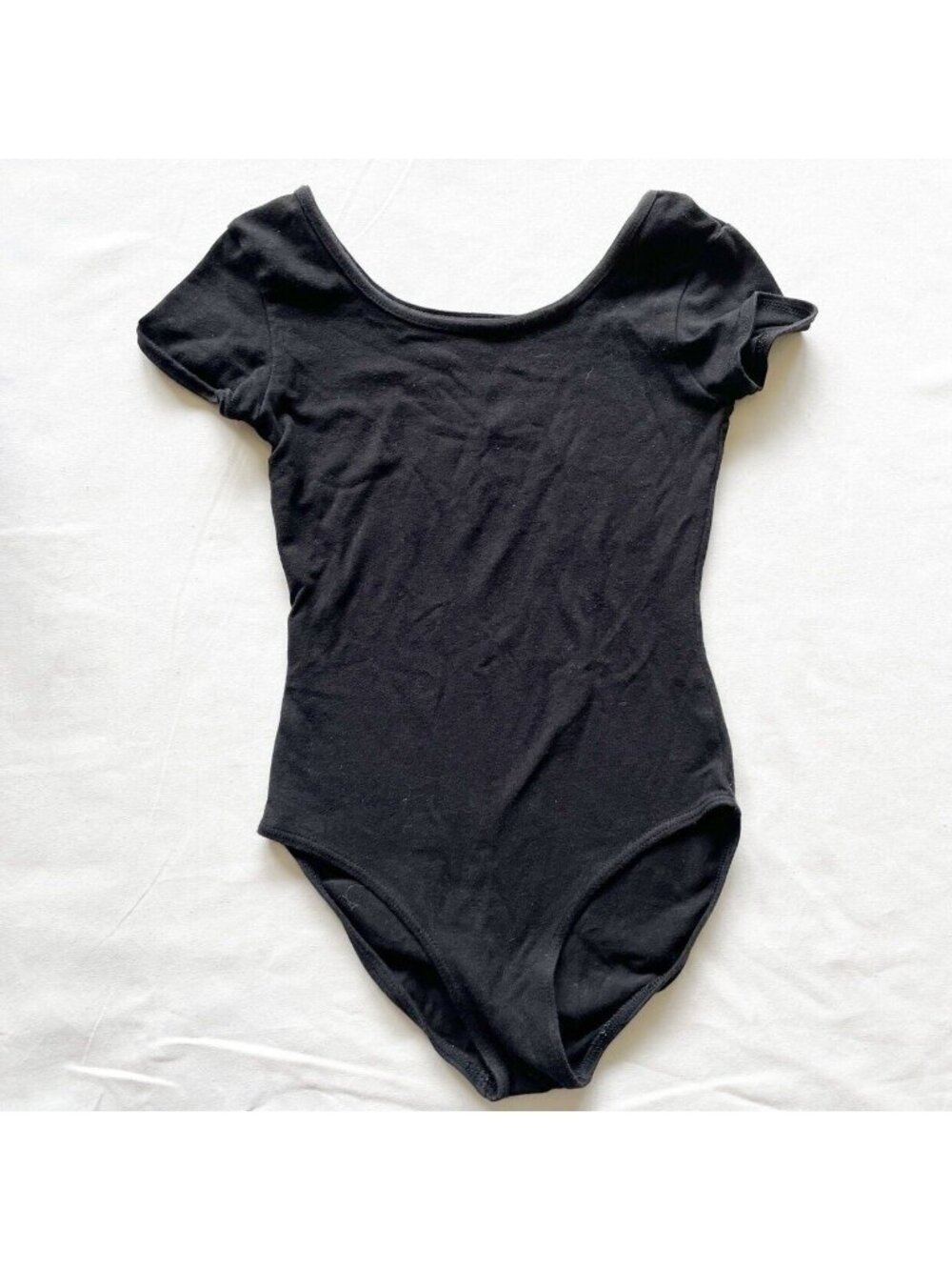 Danskin Now Black Short Sleeve Cotton/Spandex Girls Leotard S(6/6x)